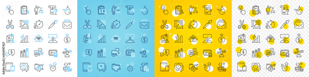 Fototapeta premium Vector icons set of Deflation, Quick tips and Search employee line icons pack for web with Timer, Work home, Interview job outline icon. Consumption growth, Accounting report. Vector
