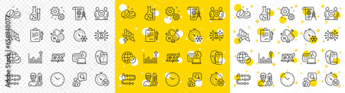 Outline Work time, 5g internet and Ethics line icons pack for web with Face biometrics, Inspect, World statistics line icon. Divider document, Efficacy, Copyright laptop pictogram icon. Vector