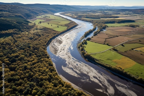 An aerial view of the aqueduct crossing River Dee in northeast Wales. Generative AI