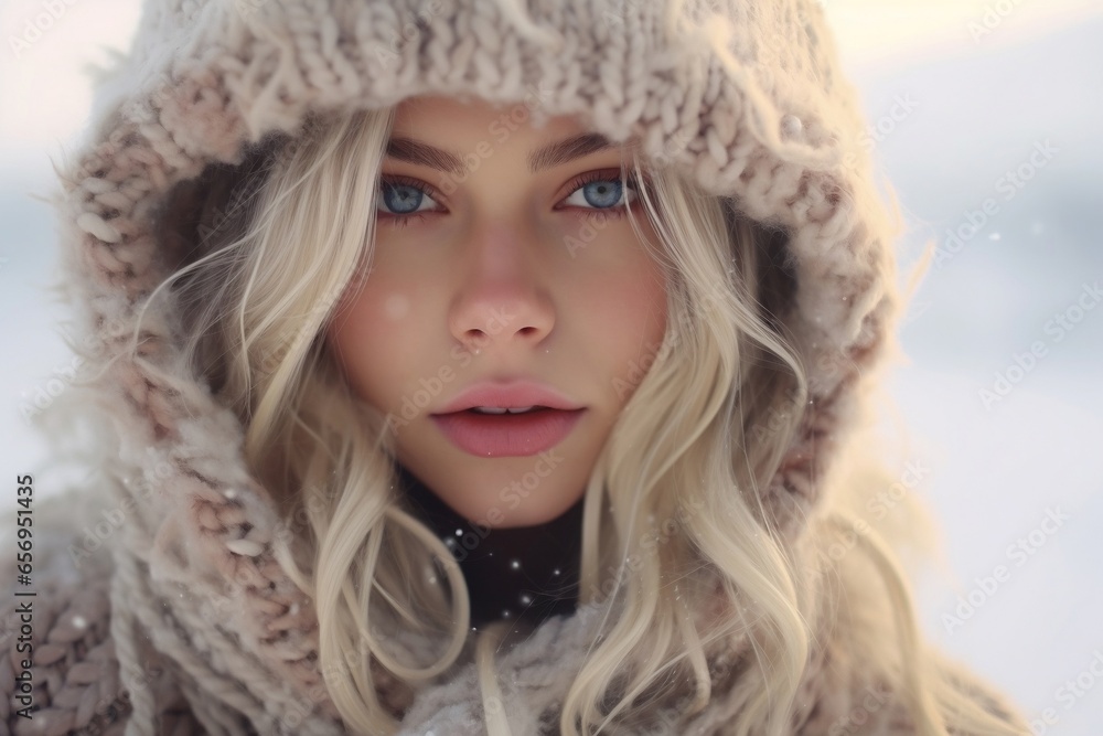 Winter portrait of a beautiful woman. Winter portrait of a beautiful woman.