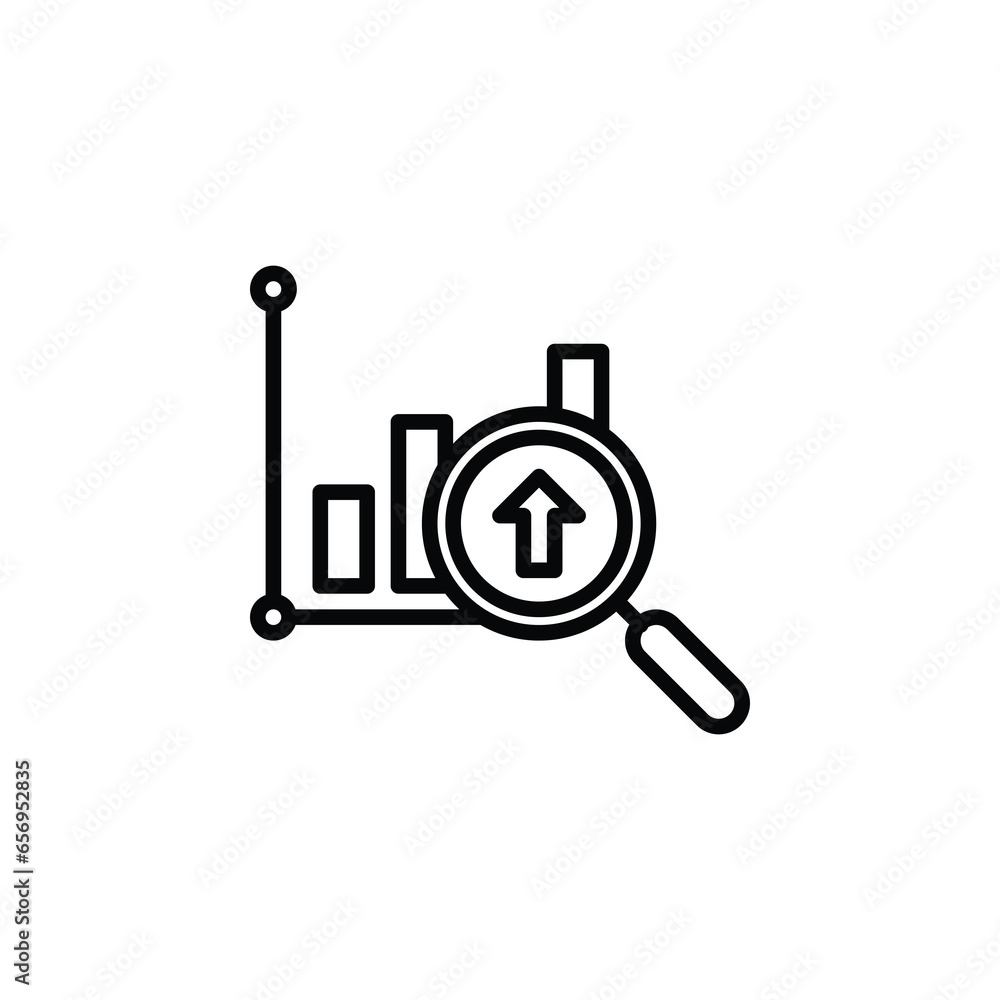 Graph with arrow growing outline icon. Vector illustration. Isolated icon is suitable for web, infographics, interfaces, and apps. Graph with arrow growing outline icon. Vector illustration. Isolated icon is suitable for web, infographics, interfaces, and apps.