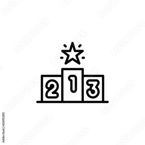 Winner podium with star outline icon. Vector illustration. Isolated icon is suitable for web, infographics, interfaces, and apps.
