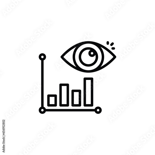 Eye and graph, statistic outline icon. Vector illustration. Isolated icon is suitable for web, infographics, interfaces, and apps.