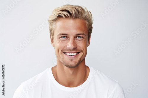 Portrait of a handsome blond man smiling