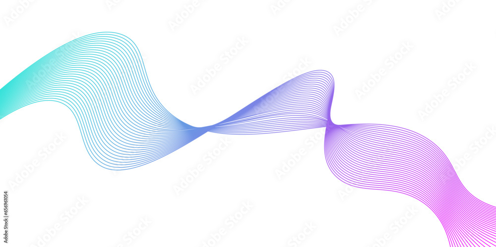 Fototapeta premium Wavy lines or ribbons. Multicolored striped gradient. Creative unusual background, Modern technology background, wave design. Vector illustration,