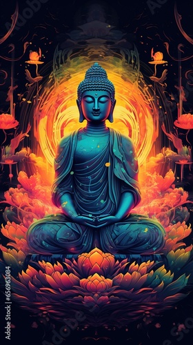 creative poster for Buddha Purnima with nice and creative design illustration.