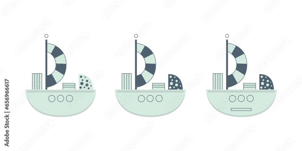 Naklejka premium Cute cartoon ship for children s design, vector illustration in flat style