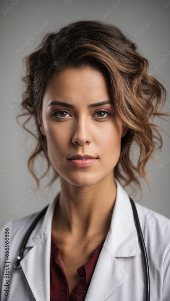 female doctor model posing on studio. beautiful young medic with coat female doctor model posing on studio. beautiful young medic with coat