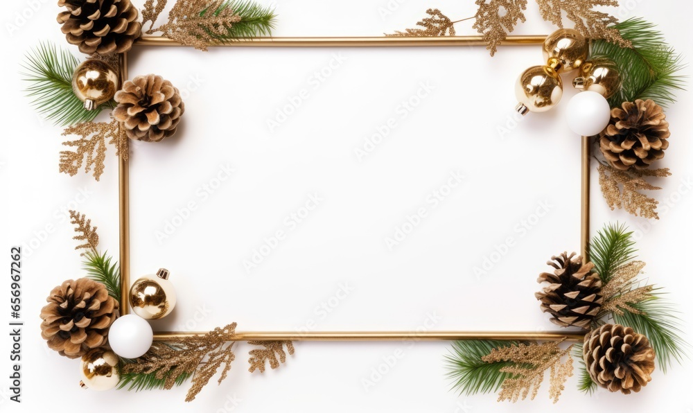 Fototapeta premium christmas decoration frame with white background for text and wishes