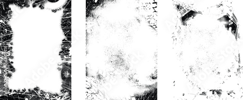 Glitch distorted grungy isolated layers . Design element for brochure, social media, posters, flyers. Overlay texture.Textured banner with Distress effect .Vector halftone dots . Screen print texture