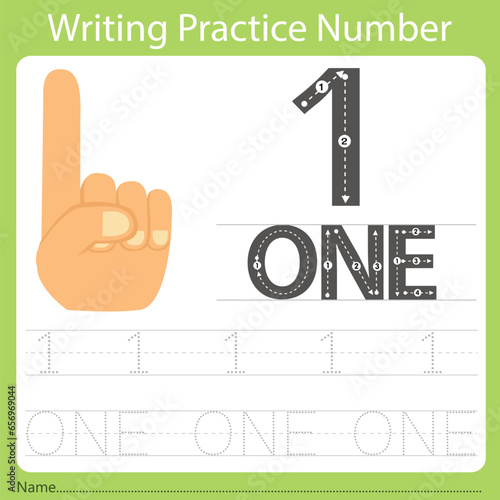 worksheet Writing practice number one
