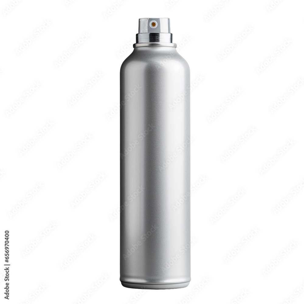 Silver Aluminium aerosol sprayer isolated transparent, Generative AI Silver Aluminium aerosol sprayer isolated transparent, Generative AI