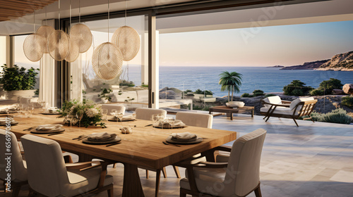 Mediterranean interior design of modern dining room © Anas