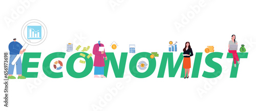 Economist analyst business finance calculate economics corporate profit professional job illustration