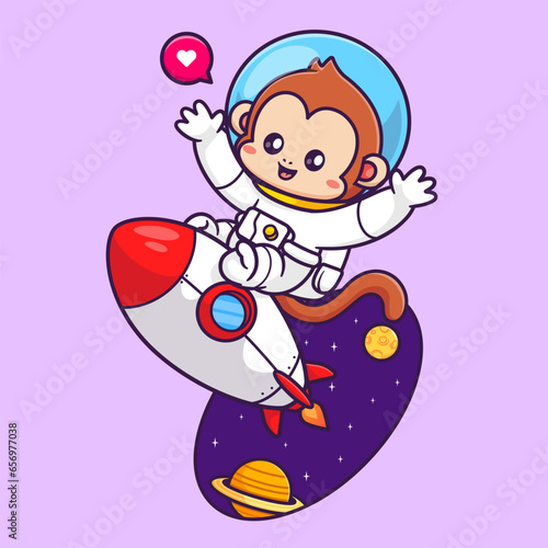 Cute Monkey Astronaut Flying With Rocket In Space Cartoon
Vector Icon Illustration. Science Animal Icon Concept Isolated
Premium Vector. Flat Cartoon Style