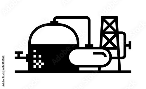 Black and white simple Biogas Plant icon