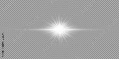 White horizontal light effect of lens flares