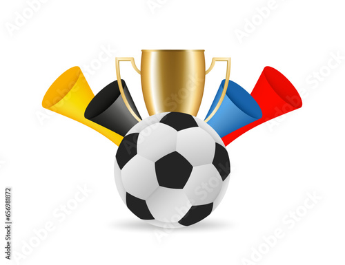 Vuvuzela trumpet football fan. Soccer vector sport play fan symbol with vuvuzela or trumpet design. Football cup. Vector illustration
