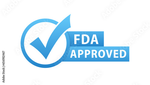 FDA approved grunge rubber stamp on white background. Flat banner. Food approved logo template. Vector illustration