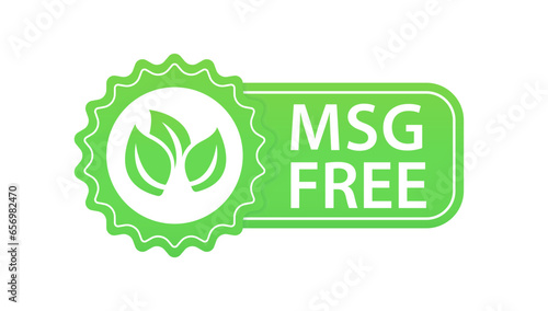 Msg free. Glutamate no added food package icon. Monosodium glutamate. Isolated on white background. Vector illustration