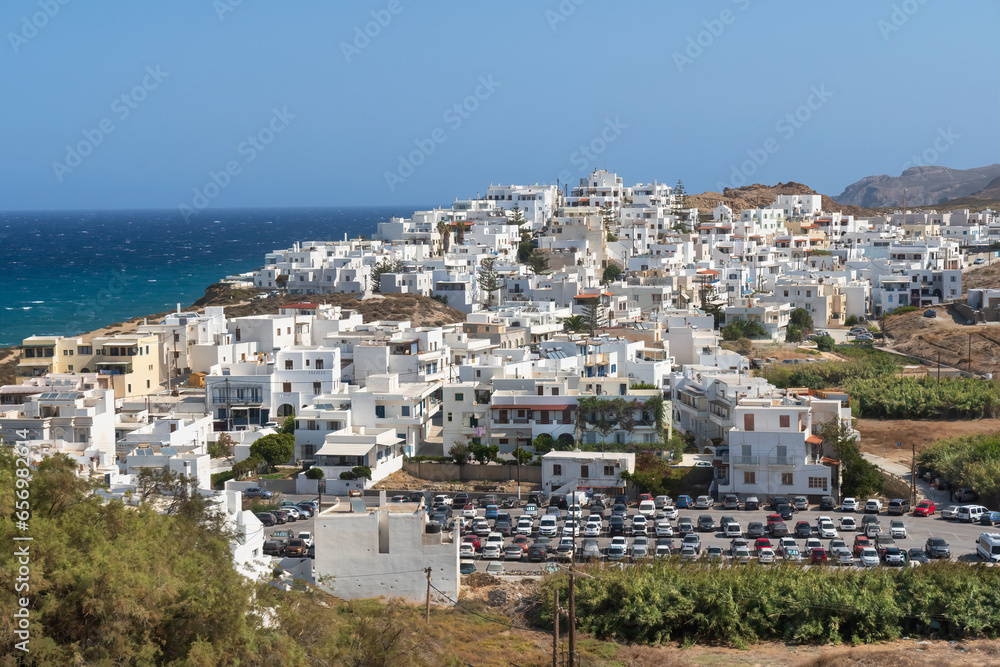 Looking across Naxos Town on the island of Naxos one of the Cyclades islands in Greece