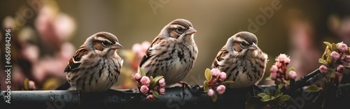 Whimsical banner design featuring a sparrow for your design