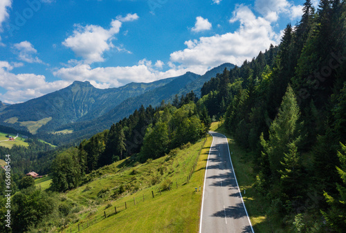 Austria, Salzburger Land, Krispl, Drone view of road between Krispl andGaissau photo