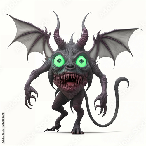 Monstrous demon with horns ...
