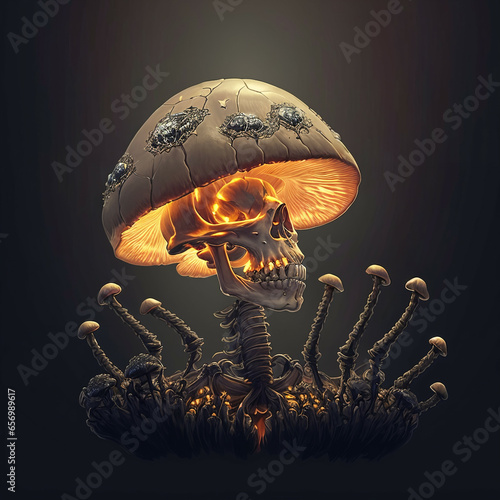 Glowing skull mushroom crea...