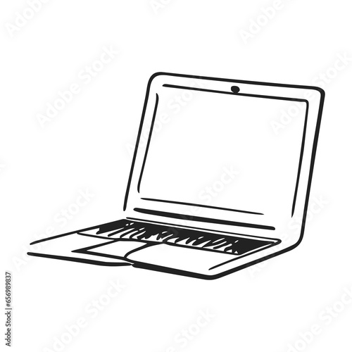 Laptop isolated on white background, generative AI