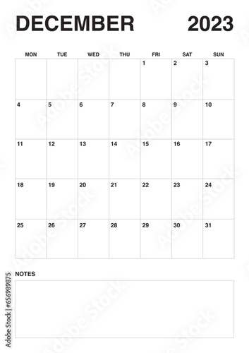 2023 calendar december calendar start on monday