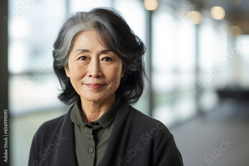 Portrait Asian older woman, smiling business woman with hair in the office. Free Download Portrait Asian older woman, smiling business woman with hair in the office. - GFXLoad
