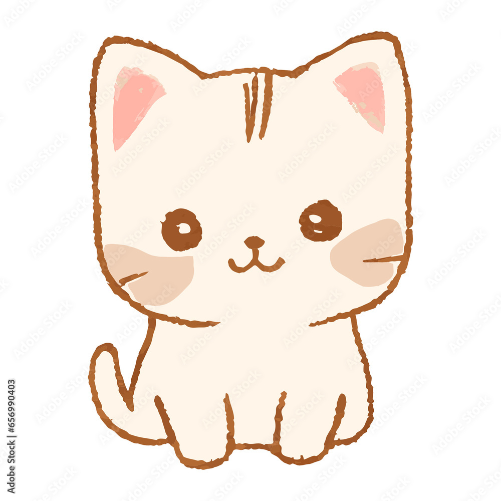 Cute cat cartoon isolated on the background, generative AI Cute cat cartoon isolated on the background, generative AI