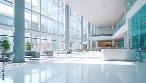 Print op canvas Interior of a modern office building. 3d rendering mock up