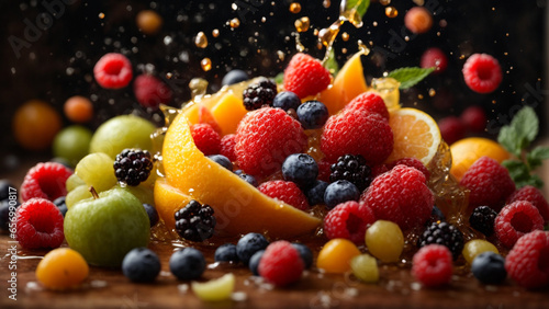 Photo fruits vibrant and colorful image of juicy fruits juice fresh splash water 5