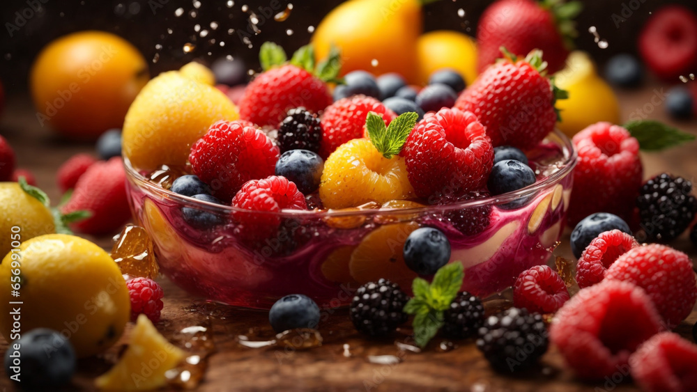 Photo fruits vibrant and colorful image of juicy fruits juice fresh splash water 6