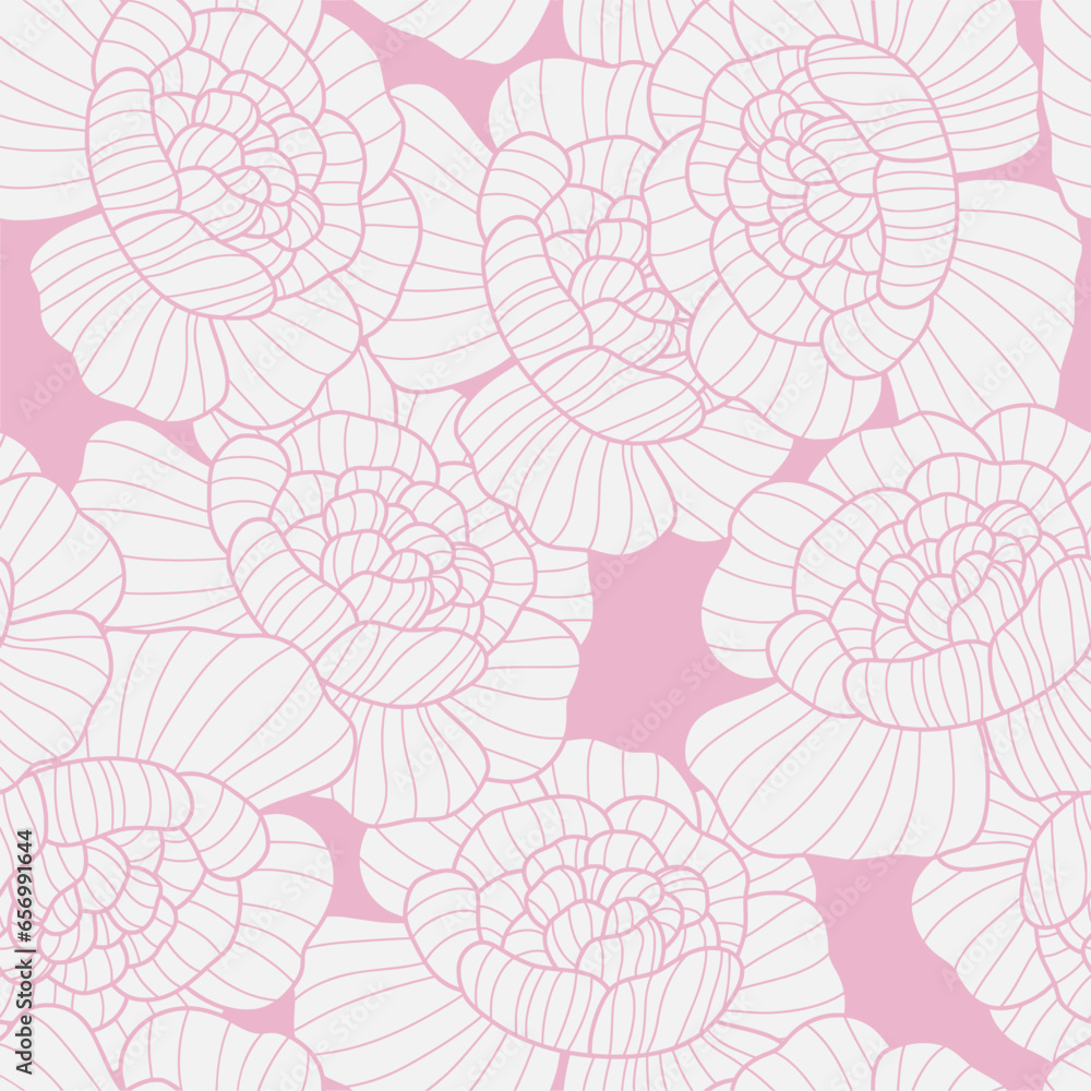 Peony flower line detail seamless pattern. Suitable for backgrounds, wallpapers, fabrics, textiles, wrapping papers, printed materials, and many more. Peony flower line detail seamless pattern. Suitable for backgrounds, wallpapers, fabrics, textiles, wrapping papers, printed materials, and many more.