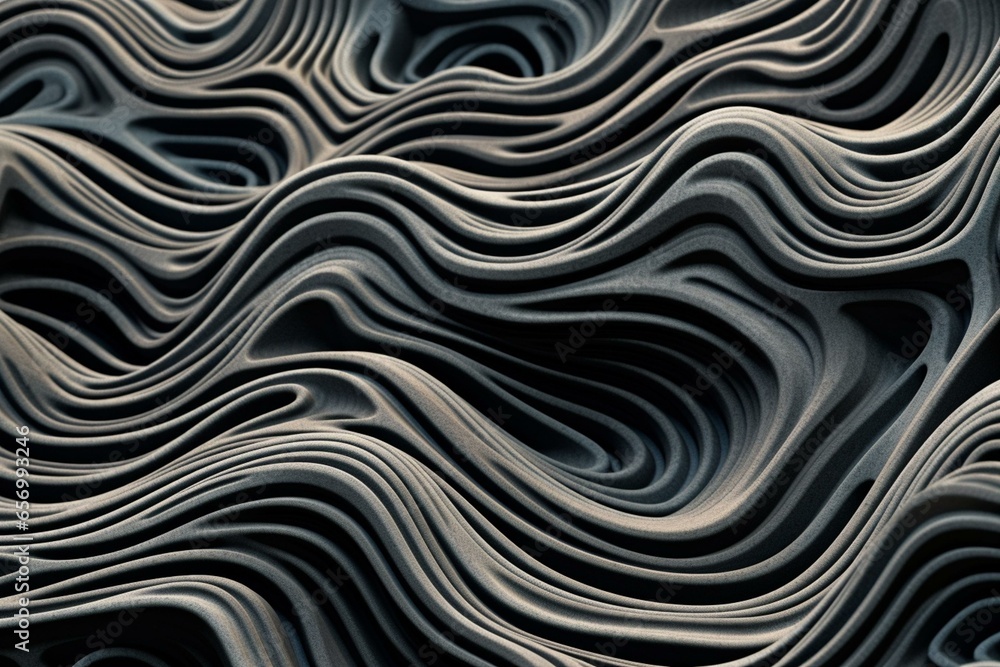 Continuous pattern of intricate undulating forms. Generative AI