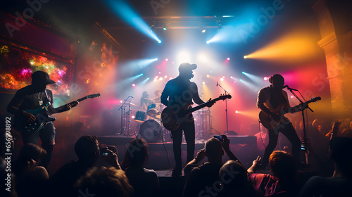Wallpaper Mural A band playing in a pub with multi-colored lights and people dancing. Torontodigital.ca