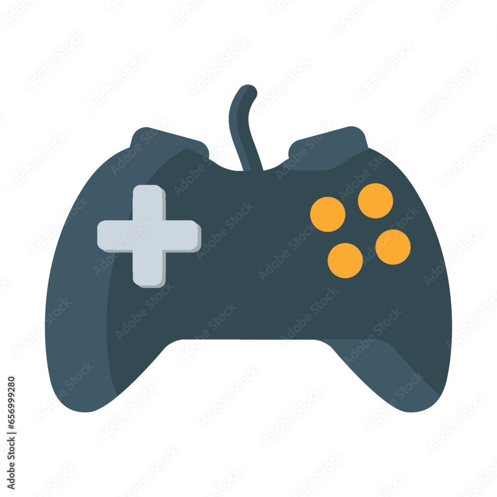 Video game vector emoji, console gamepad with Dpad, joysticks, and buttons sign design. Stock