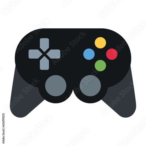 Video game vector emoji, console gamepad with D-pad, joysticks, and buttons sign design.