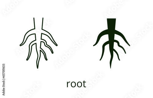 Root icon, line editable stroke and silhouette