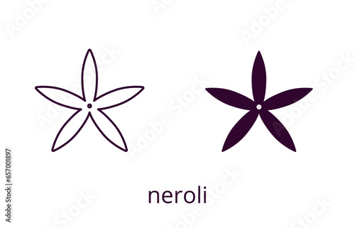 Neroli icon, line editable stroke and silhouette