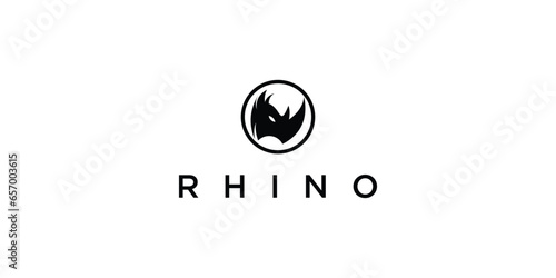 Simple rhino logo design with unique concept| premium vector