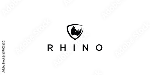 Simple rhino logo design with unique concept| premium vector