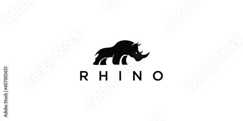 Simple rhino logo design with unique concept| premium vector