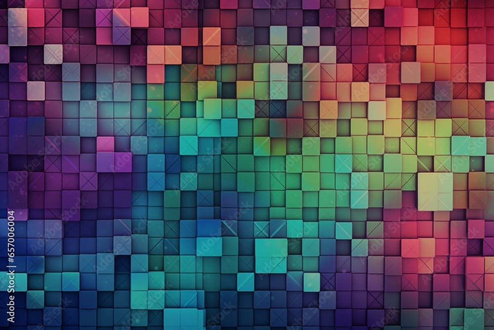 Background with pattern of cubes arranged in a mosaic style. Generative AI