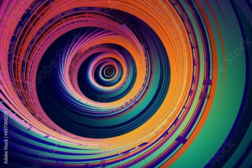 Abstract spiral vortex wallpaper with beautiful geometric patterns and vibrant colors. Generative AI