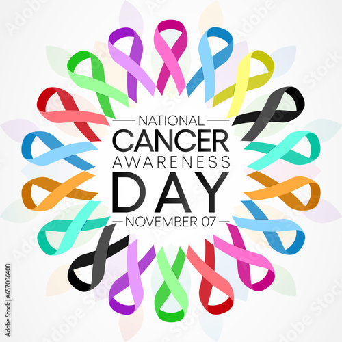Cancer awareness day is observed every year on November 7, to raise awareness of cancer and to encourage its prevention, detection, and treatment. Vector illustration