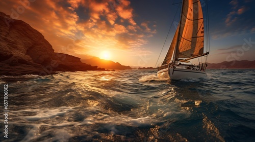 Sailboat. Ship with sail.  © XtravaganT
